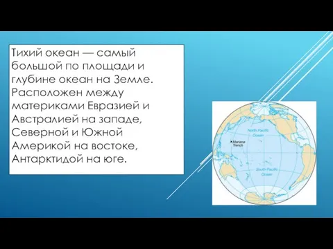 Тихий океан — самый большой по площади и глубине океан на Земле.