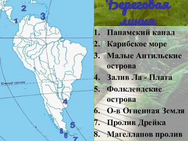 Береговая линия Панамский канал Карибское море Малые Антильские острова Залив Ла -