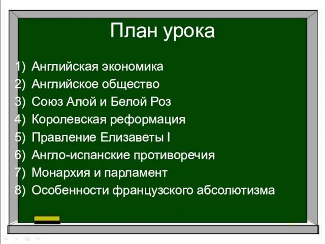 План урока Английская экономика Английское общество Союз Алой и Белой Роз Королевская