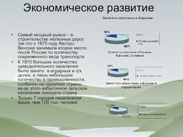 Экономическое развитие Самый мощный рывок – в строительстве железных дорог, так что