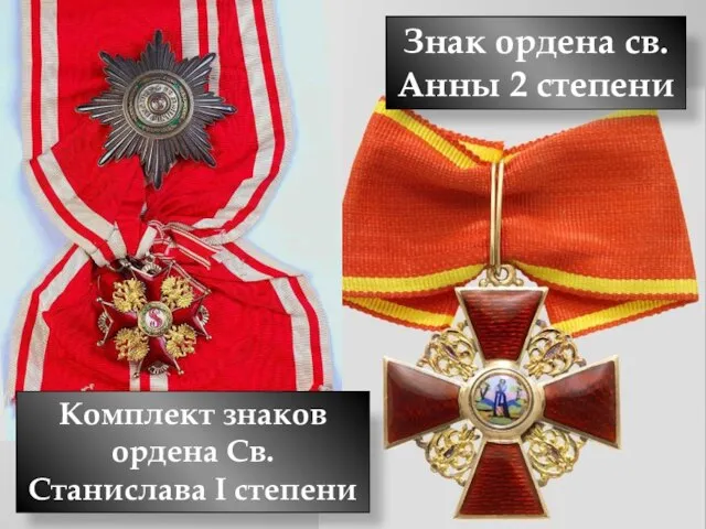 Знак ордена св. Анны 2 степени Комплект знаков ордена Св. Станислава I степени