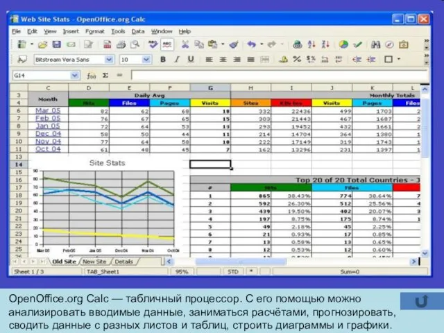 OpenOffice.org Calc — табличный процессор. С его помощью можно анализировать вводимые данные,