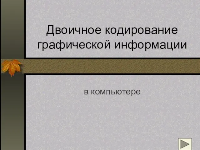 Презентация на тему Двоичное кодирование графической информации