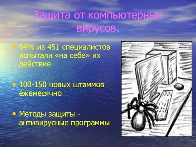 Защита от компьютерных вирусов. 64% из 451 специалистов испытали «на себе» их