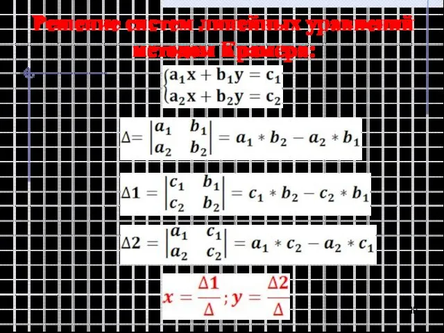Решение систем линейных уравнений методом Крамера: