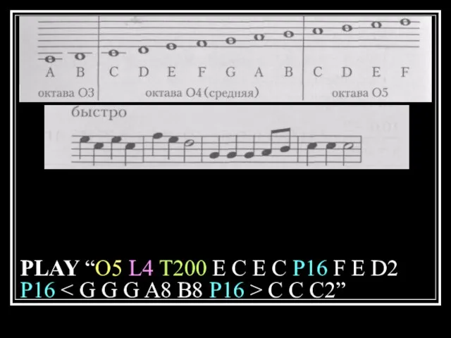 PLAY “O5 L4 T200 E C E C P16 F E D2 P16 C C C2”