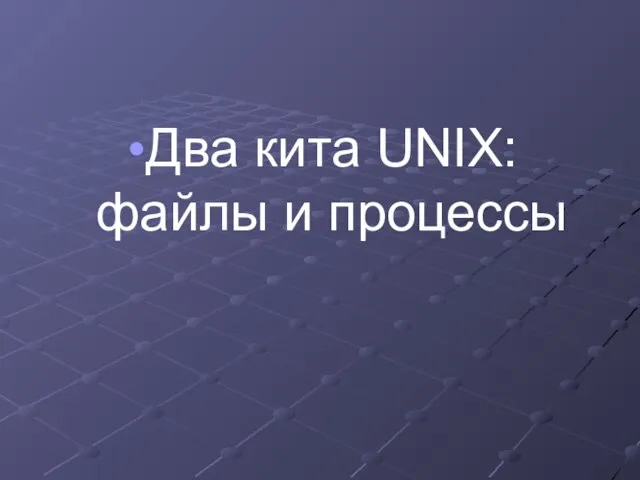 Два кита UNIX: файлы и процессы