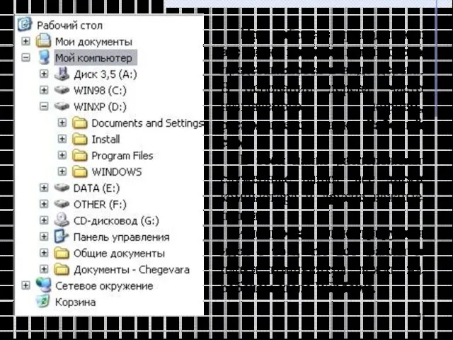 При работе с проводником все диски и папки компьютера представляются в виде