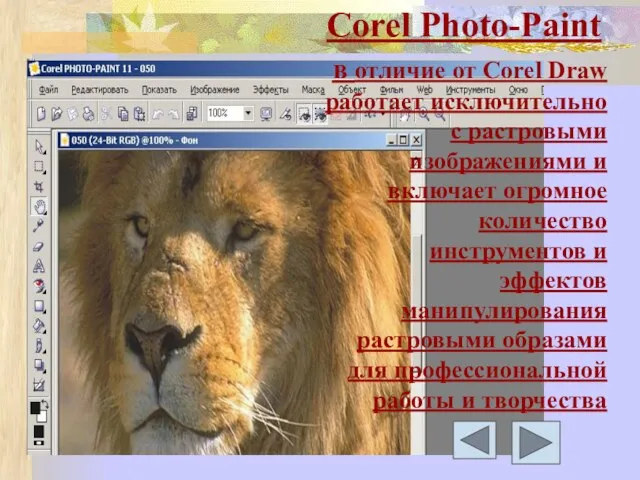 Corel Photo-Paint в отличие от Corel Draw работает исключительно с растровыми изображениями