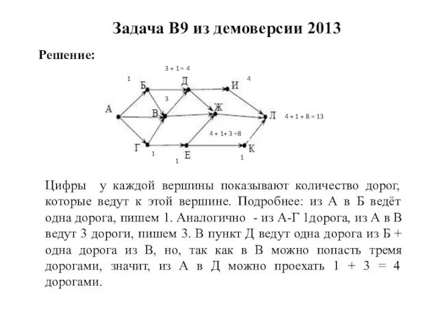 Задача B9 из демоверсии 2013 4 + 1 + 8 = 13