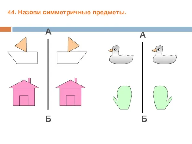 44. Назови симметричные предметы. А А Б Б