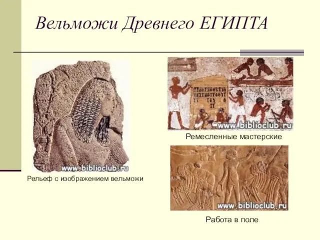 Вельможи Древнего ЕГИПТА Рельеф с изображением вельможи Ремесленные мастерские Работа в поле
