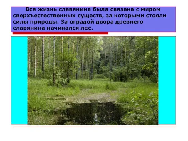 Вся жизнь славянина была связана с миром сверхъестественных существ, за которыми стояли