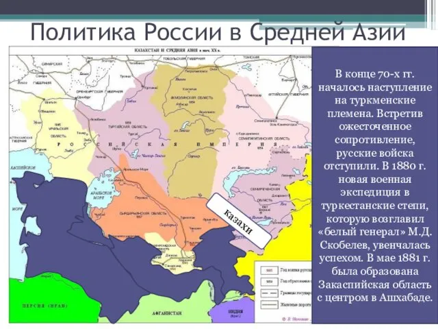 Политика России в Средней Азии казахи туркмены Во второй половине XIX в.