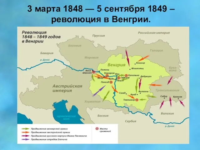 3 марта 1848 — 5 сентября 1849 – революция в Венгрии.