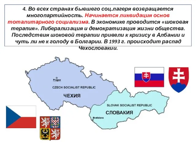 4. Во всех странах бывшего соц.лагеря возвращается многопартийность. Начинается ликвидация основ тоталитарного