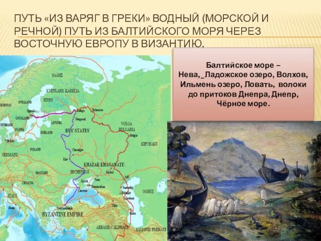 Путь «Из варяг в греки» водный (морской и речной) путь из Балтийского