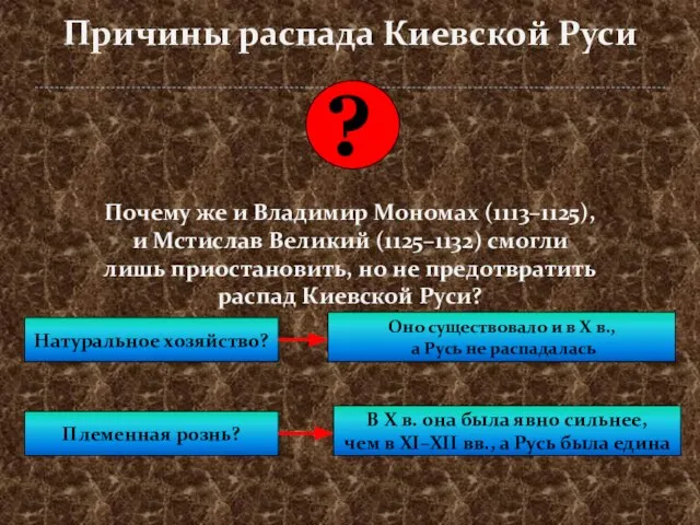 Почему же и Владимир Мономах (1113–1125), и Мстислав Великий (1125–1132) смогли лишь