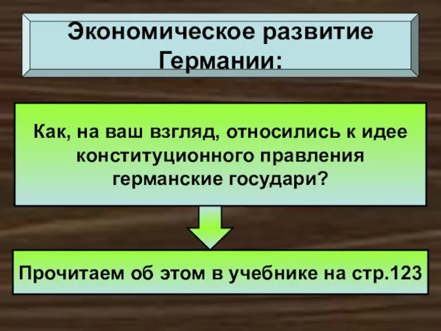 Экономическое развитие Германии: Как, на ваш взгляд, относились к идее конституционного правления