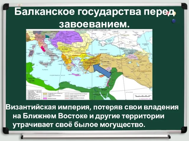 Балканское государства перед завоеванием. Византийская империя, потеряв свои владения на Ближнем Востоке