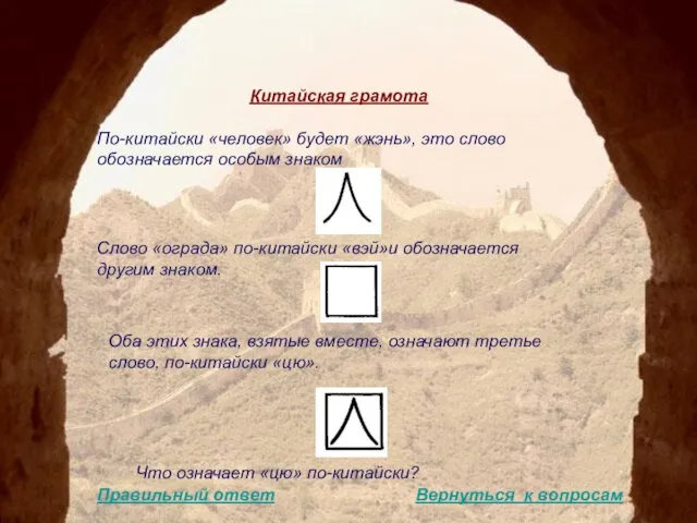 Китайская грамота По-китайски «человек» будет «жэнь», это слово обозначается особым знаком Слово