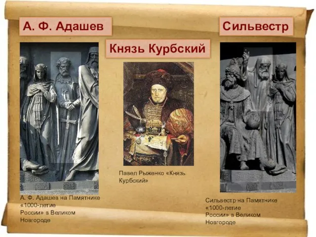 А. Ф. Адашев на Памятнике «1000-летие России» в Великом Новгороде Сильвестр на