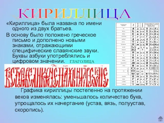 «Кириллица» была названа по имени одного из двух братьев. В основу было