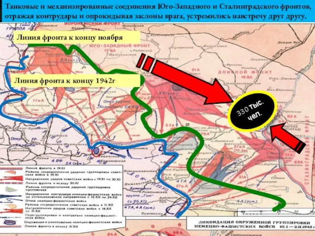Танковые и механизированные соединения Юго-Западного и Сталинградского фронтов, отражая контрудары и опрокидывая