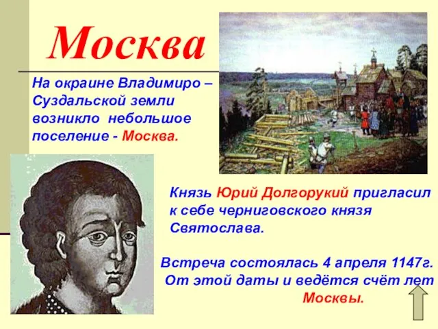 Москва На окраине Владимиро – Суздальской земли возникло небольшое поселение - Москва.