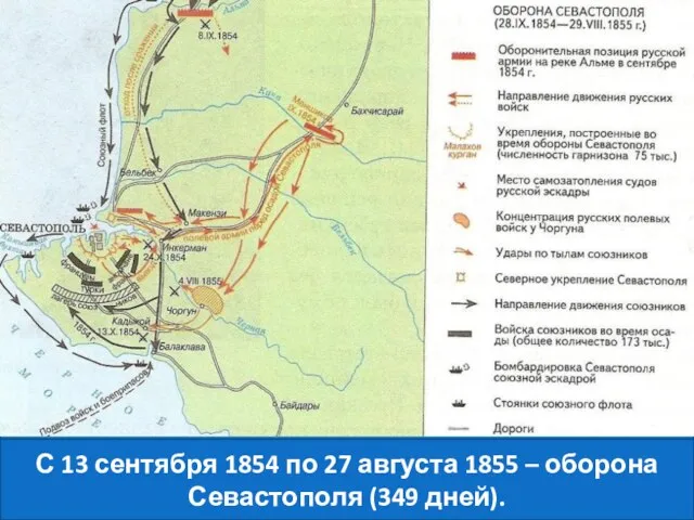 С 13 сентября 1854 по 27 августа 1855 – оборона Севастополя (349 дней).