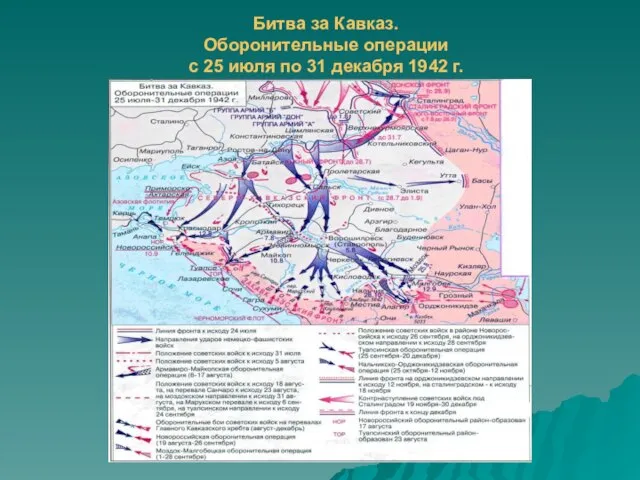 Битва за Кавказ. Оборонительные операции с 25 июля по 31 декабря 1942 г.