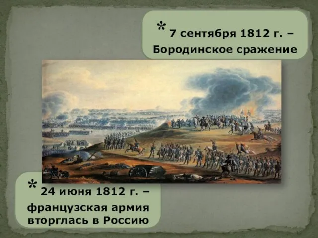 * 24 июня 1812 г. – французская армия вторглась в Россию *