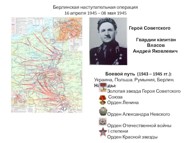 Берлинская наступательная операция 16 апреля 1945 – 08 мая 1945 Герой Советского