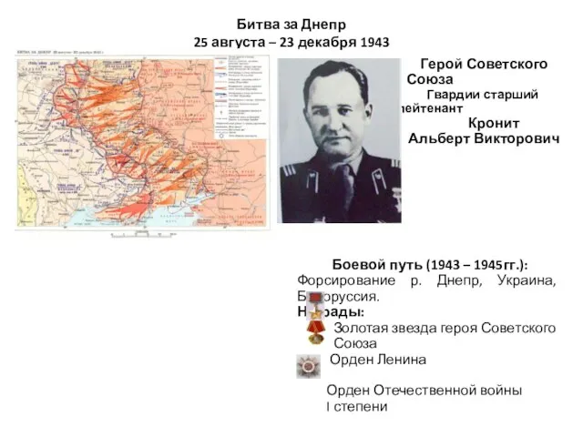 Битва за Днепр 25 августа – 23 декабря 1943 Герой Советского Союза