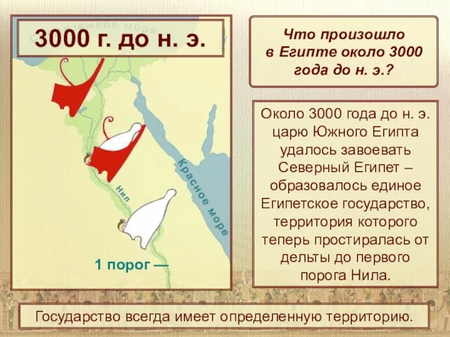 1 порог — Около 3000 года до н. э. царю Южного Египта