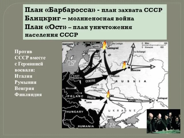 План «Барбаросса» - план захвата СССР Блицкриг – молниеносная война План «Ост»