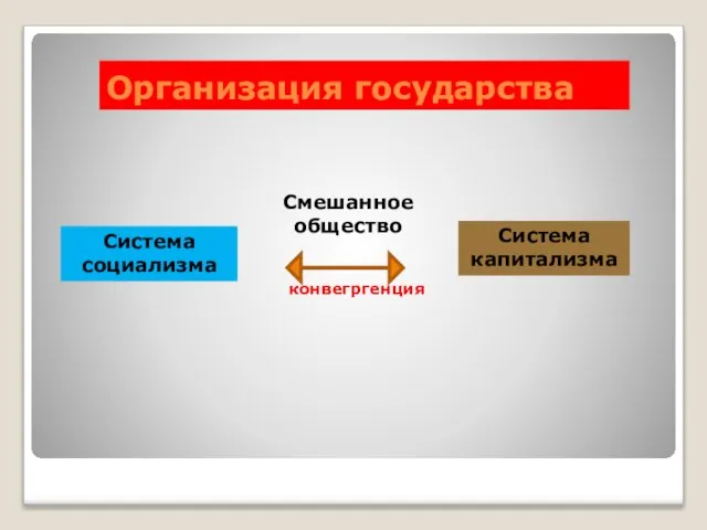 Организация государства конвегргенция Система социализма Система капитализма Смешанное общество