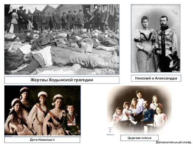 Жертвы Ходынской трагедии Николай и Александра Дети Николая II Царская семья Дополнительный слайд