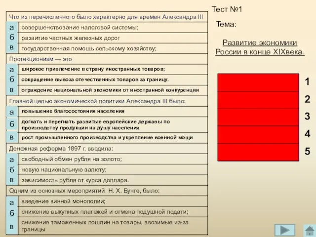 б а в а б в Тест №1 Тема: а б в