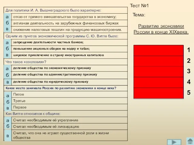 б а в а б в Тест №1 Тема: а б в