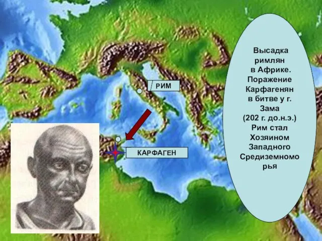 Высадка римлян в Африке. Поражение Карфагенян в битве у г. Зама (202