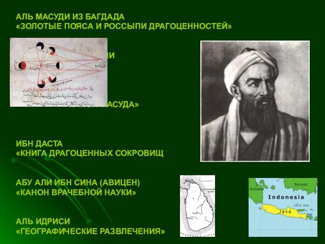 АЛЬ МАСУДИ ИЗ БАГДАДА «ЗОЛОТЫЕ ПОЯСА И РОССЫПИ ДРАГОЦЕННОСТЕЙ» БИРУНИ «КАНОН МАСУДА»