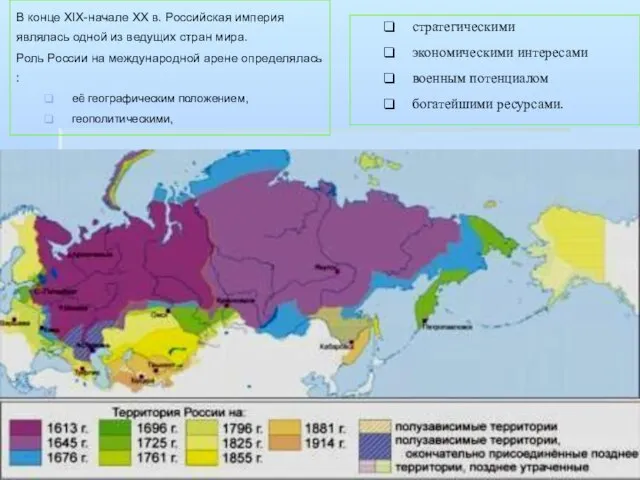 В конце XIX-начале XX в. Российская империя являлась одной из ведущих стран