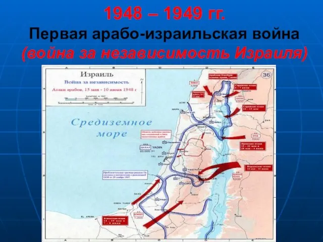 1948 – 1949 гг. Первая арабо-израильская война (война за независимость Израиля)