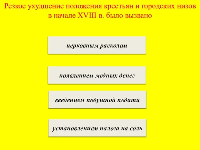 Резкое ухудшение положения крестьян и городских низов в начале XVIII в. было