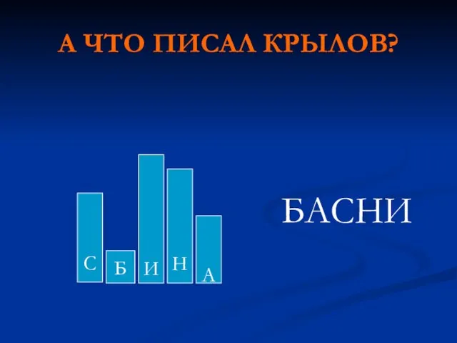 А ЧТО ПИСАЛ КРЫЛОВ? БАСНИ Б С И Н А