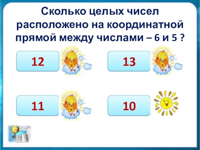 Сколько целых чисел расположено на координатной прямой между числами – 6 и