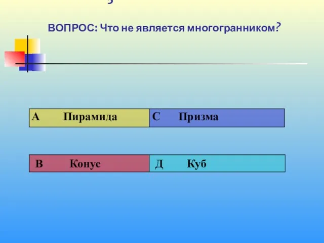 1 5 ВОПРОС: Что не является многогранником?