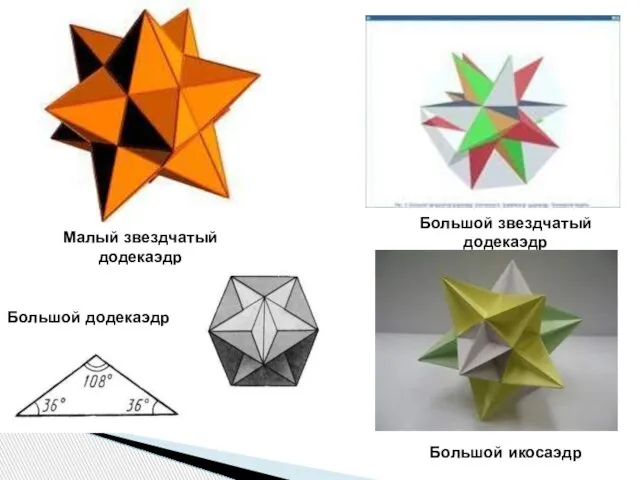 Малый звездчатый додекаэдр (колючий еж) Большой додекаэдр Большой звездчатый додекаэдр Большой икосаэдр