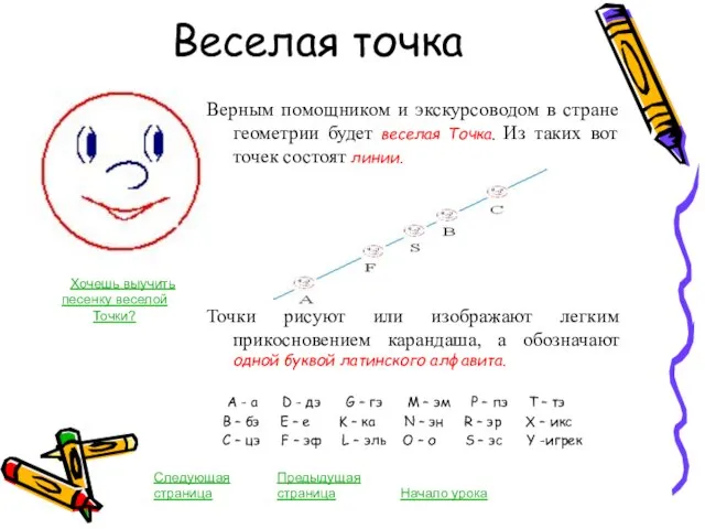 Веселая точка Верным помощником и экскурсоводом в стране геометрии будет веселая Точка.